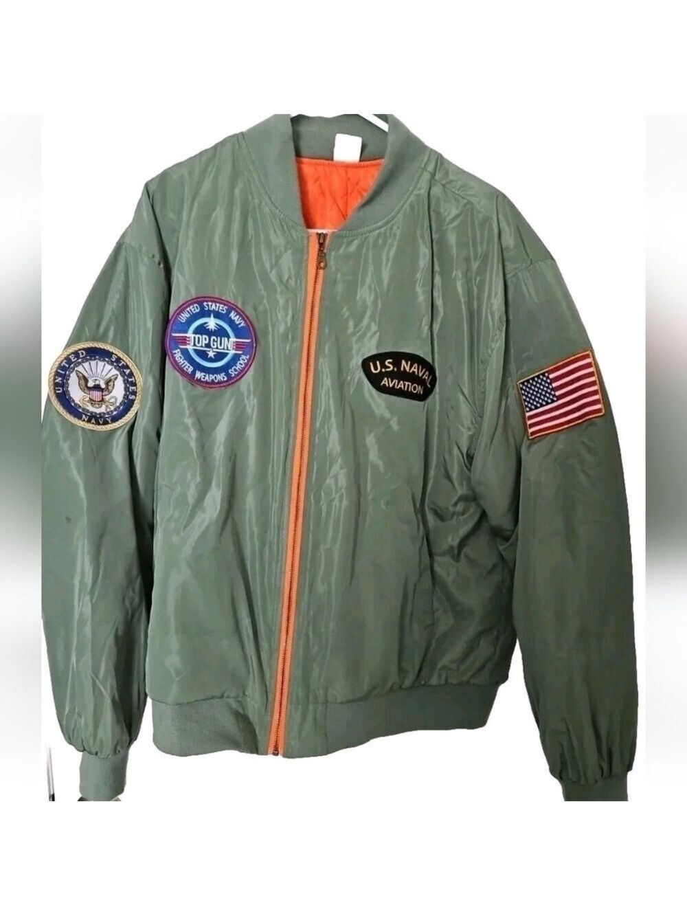 Top Gun Aviation Bomber Jacket SPIRIT satiny Green Coastal cosplay Men’s Size M